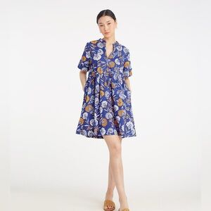 Draper James Blue Floral A Line Mini Babydoll Dress Size Medium 8-10 Pockets